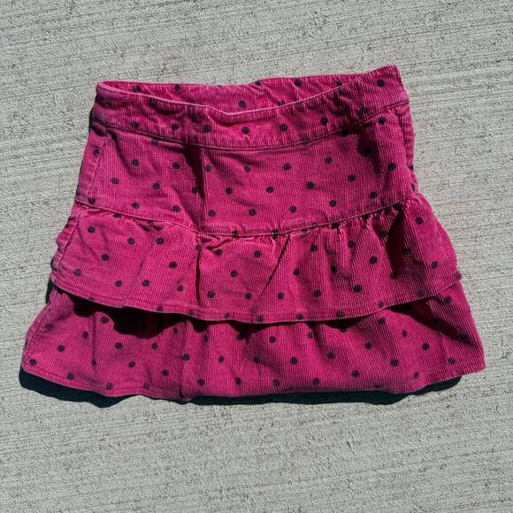 Y2K Copper Key Pink and Black Polkadot Corduroy Ruffle Skirt 4/4T - Picture 1 of 8